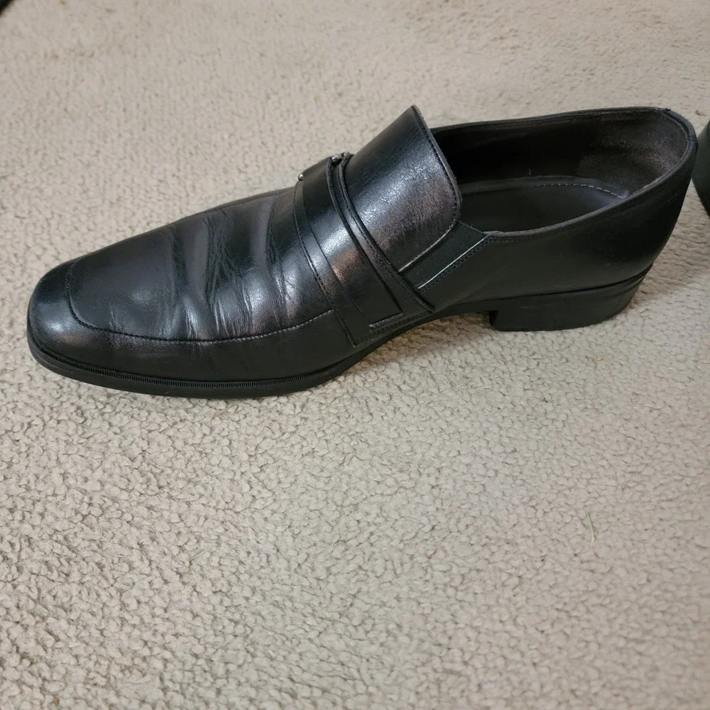 Bruno Magli Men's Black Leather Buckle Loafers Made In Italy Designer Size 11